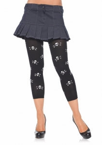 Leg Avenue Opaque Footless Tights with Skull Prints, Style 7880