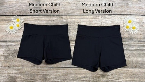 Daisy Dancewear Solid Color Wide Waist Shorts - Deluxe and Ultra Soft Fabric - Longer Version Style