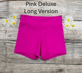 Daisy Dancewear Solid Color Wide Waist Shorts - Deluxe and Ultra Soft Fabric - Longer Version Style