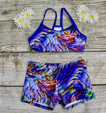 Daisy Dancewear Bra Top and Elastic Waist Shorts - Printed Fabric