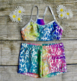 Daisy Dancewear Bra Top and Shorts - Printed Hologram and Metallic