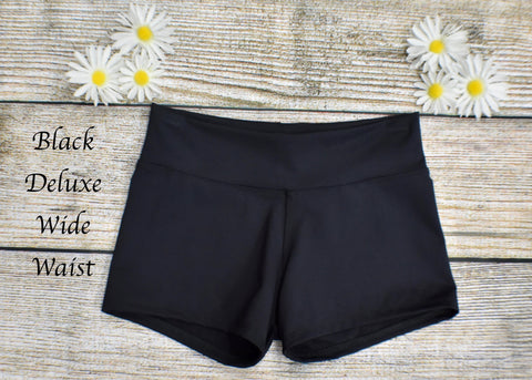 Daisy Dancewear Solid Color Wide Waist Shorts - Deluxe Fabric