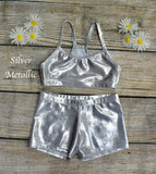 Daisy Dancewear Bra Top and Shorts - Printed Hologram and Metallic