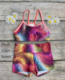 Daisy Dancewear Bra Top and Wide Waist Shorts - Printed Fabric