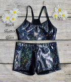 Daisy Dancewear Bra Top and Shorts - Printed Hologram and Metallic