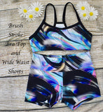 Daisy Dancewear Bra Top and Wide Waist Shorts - Printed Fabric